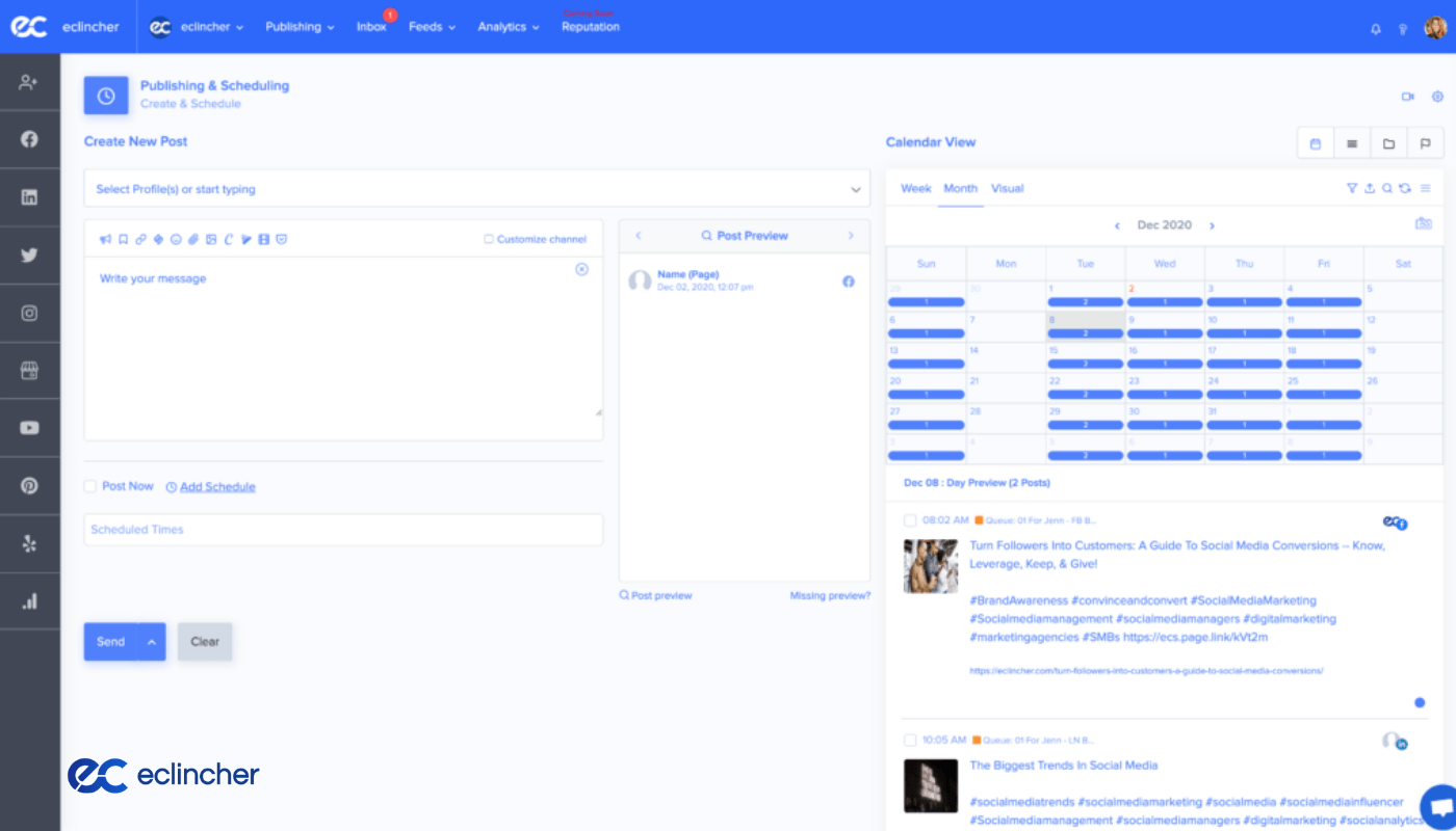 picture of eclincher social media analytics tool