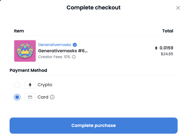Completing checkout with payment method.
