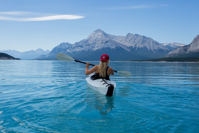 girl, kayak, lake, Pacific Rim park