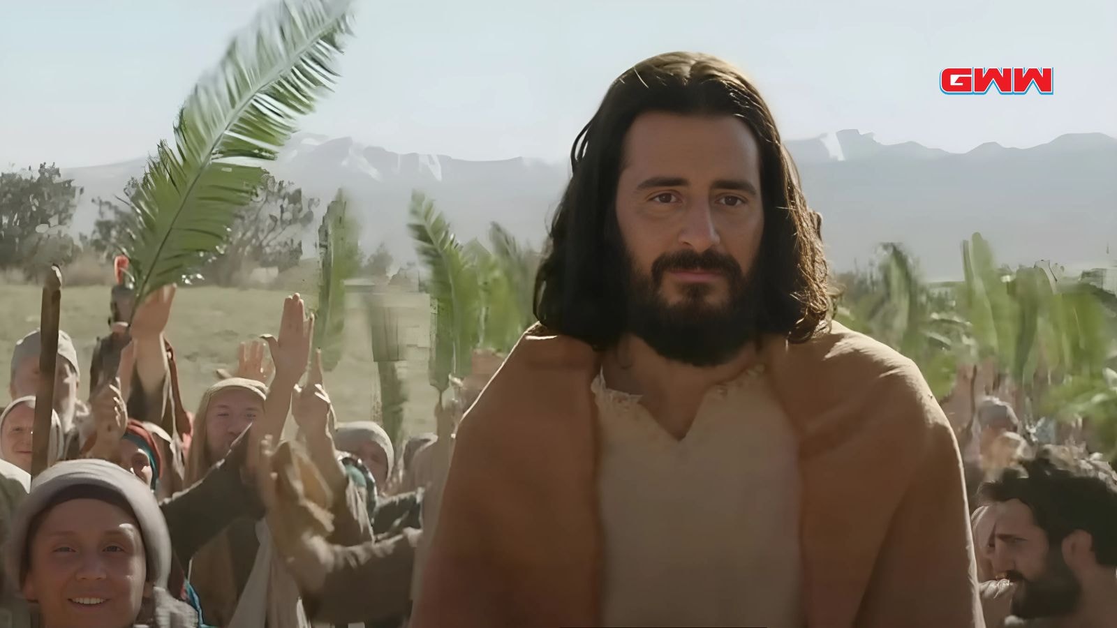 Jonathan Roumie as Jesus with followers in The Chosen Season 5