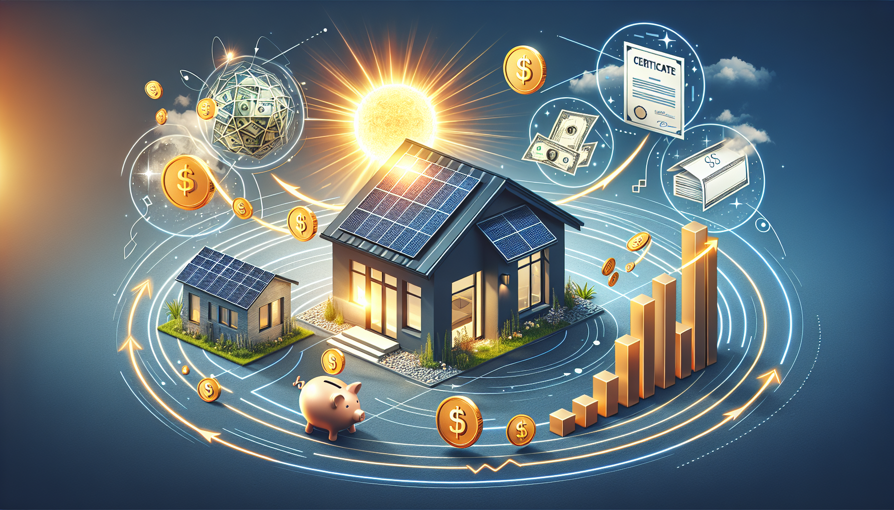 Illustration of financial incentives and savings from solar panels