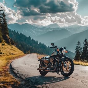 motorcycle on a mountain road