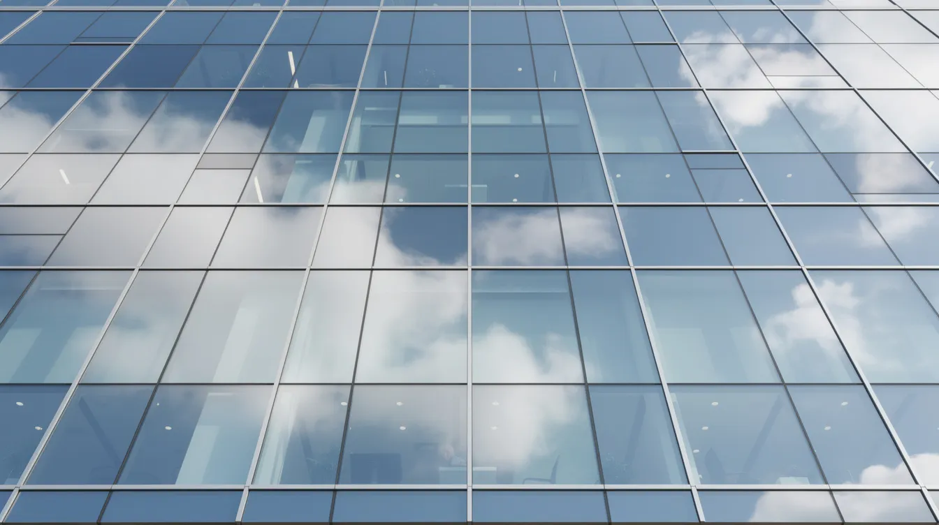 Die gläserne Fassade eines modernen Bankgebäudes spiegelt den Himmel wider und vermittelt ein Gefühl von Reichtum und Hochfinanz. Dieses beeindruckende Architekturwerk steht in New York und ist ein Symbol für die Millionen US-Dollar, die in der Finanzwelt bewegt werden.