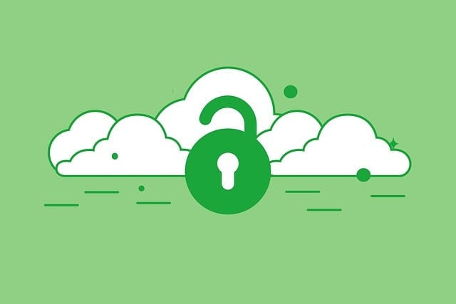 Lock and a cloud in green