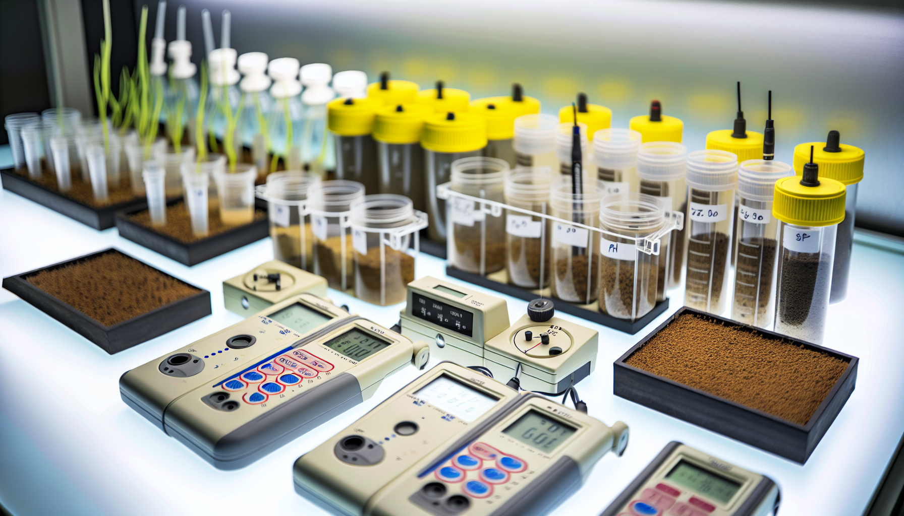 Soil testing equipment and samples
