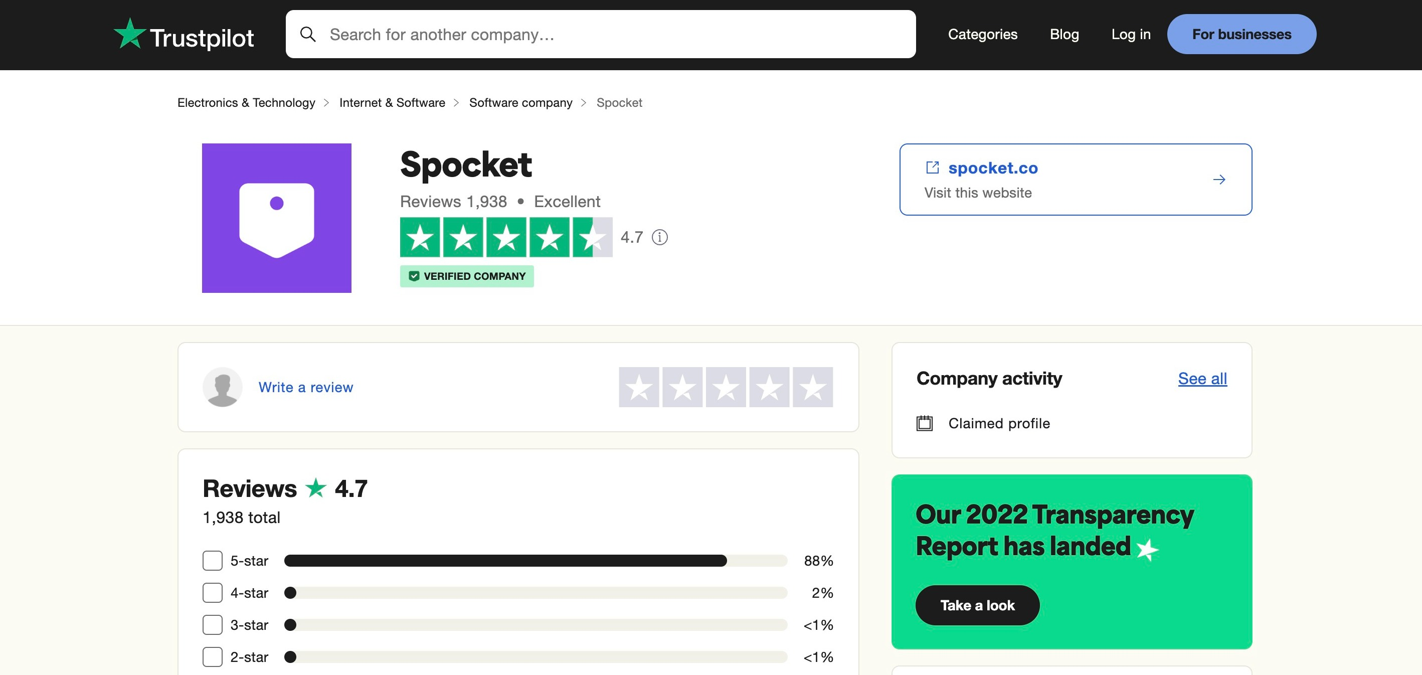 Spocket reviews on Trustpilot