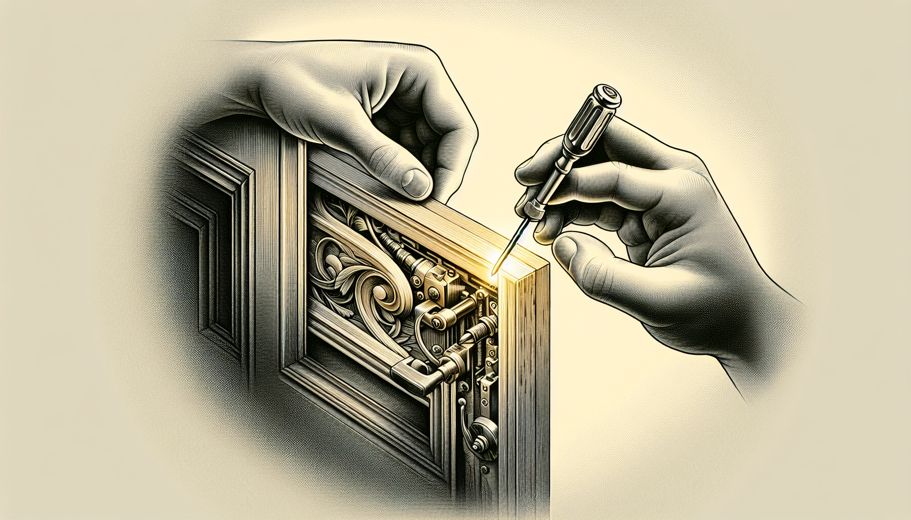 Illustration of gently prying and lifting the door panel off the frame