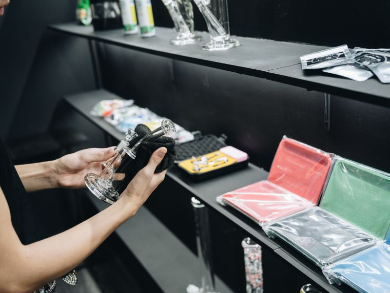 person browsing cannabis products