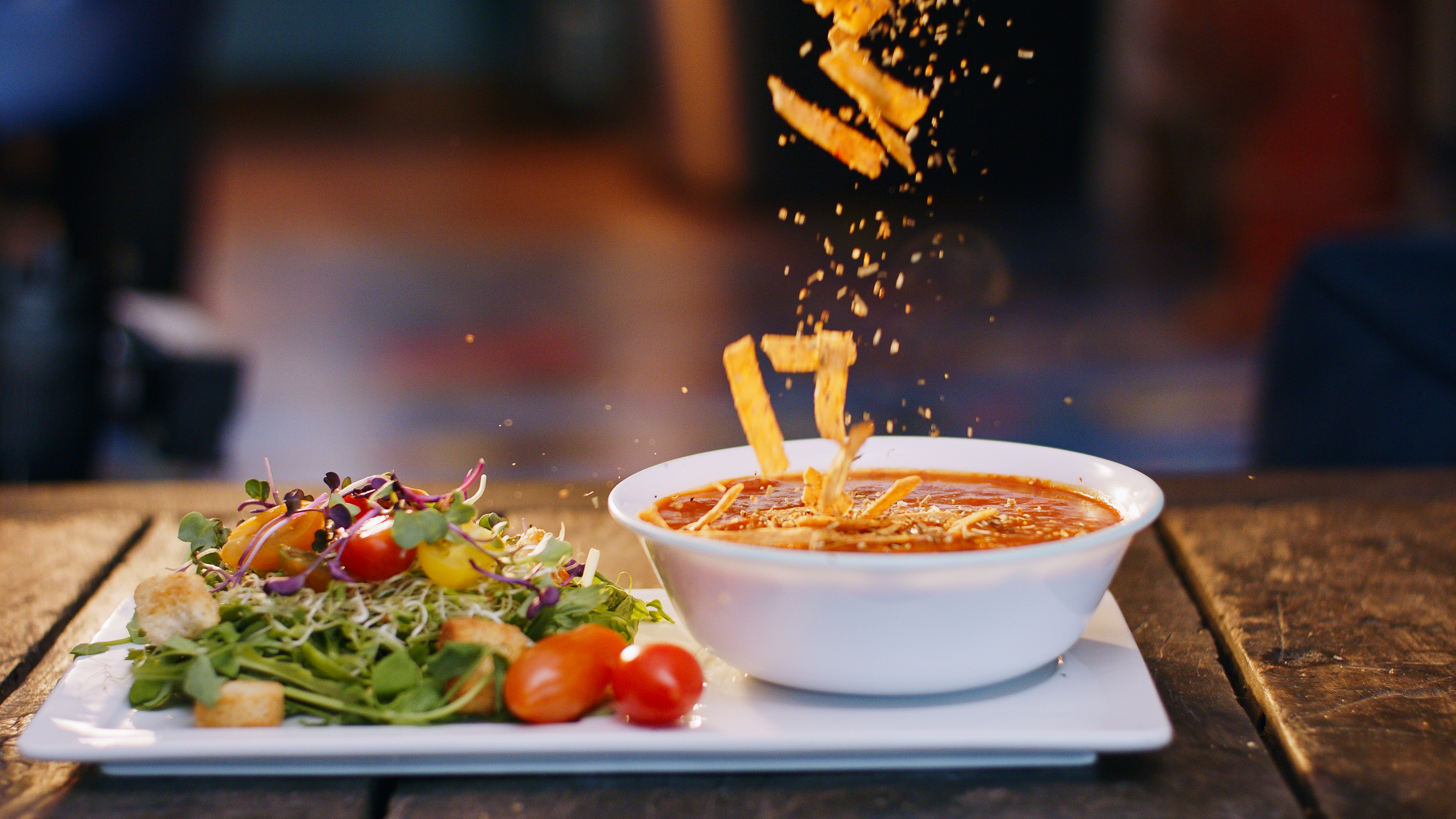 Tomato Basil Soup with light veggie salad