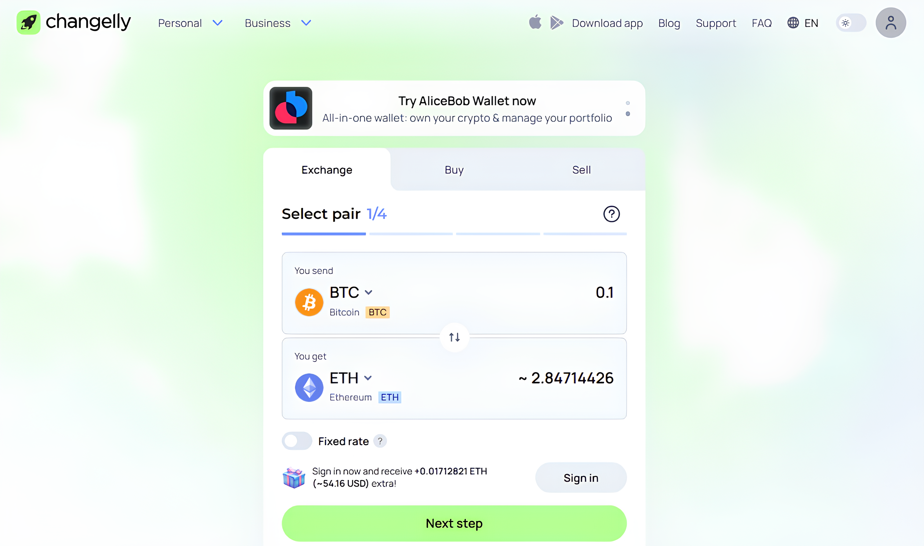 Changelly - No KYC Crypto Exchange