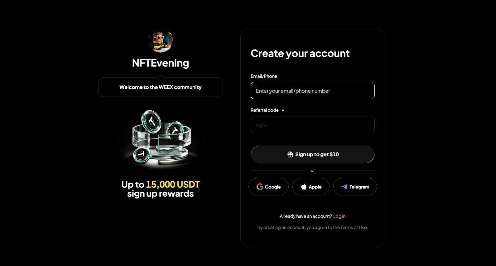 Step 1: Create a New Account Using the WEEX Referral Code