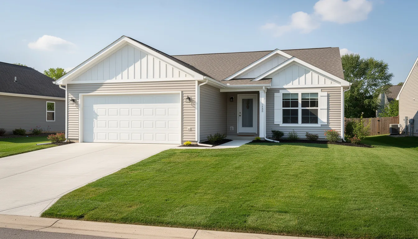 The image depicts a well-maintained residential home featuring a lush, intact lawn and a clean driveway, showcasing a property that could benefit from trenchless sewer repair solutions to address any potential issues with existing pipes without disturbing the landscape. The home's neat appearance suggests careful attention to maintenance and landscaping.