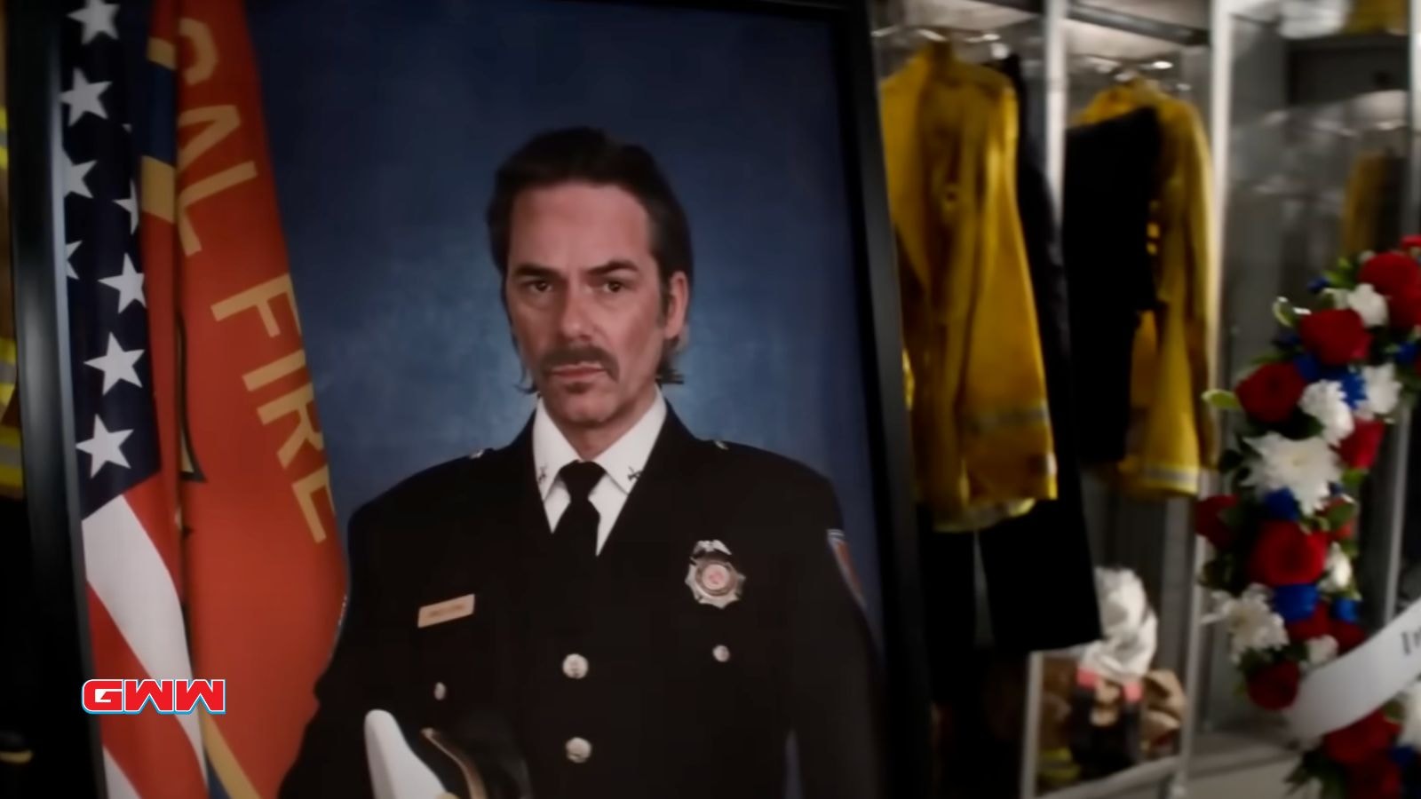 Billy Burke as Vince Leone memorial portrait in Fire Country Season 4