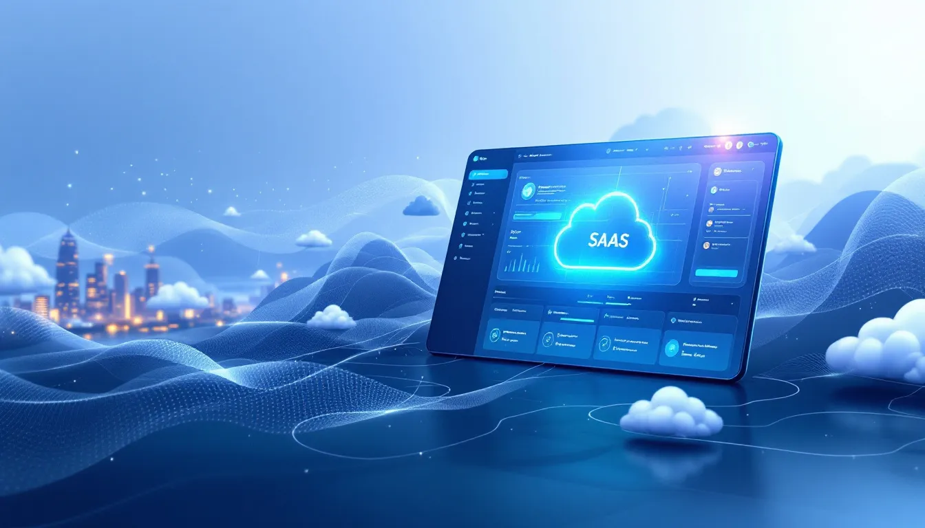 Fonctionnement du SaaS avec une représentation de l'infrastructure cloud.