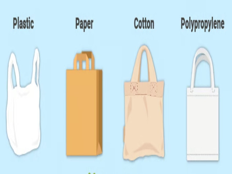 Plastic, paper, cotton, and polypropylene bags