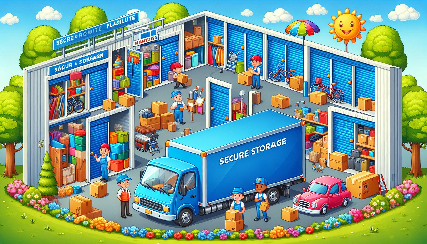 An illustration representing storage solutions for moving, highlighting secure facilities.