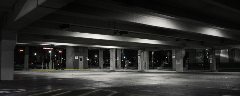 empty mall parking lot at night