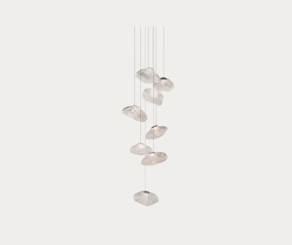 led technology makes these beautiful pillowy forms float on the 73.8 Random chandelier by Bocci