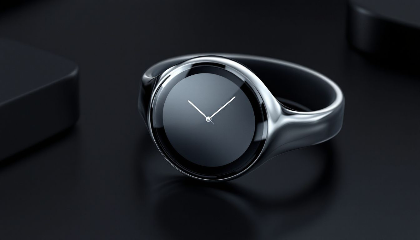 A futuristic concept design of a ring watch.