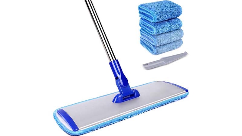 Blue microfiber mop with removable mop heads