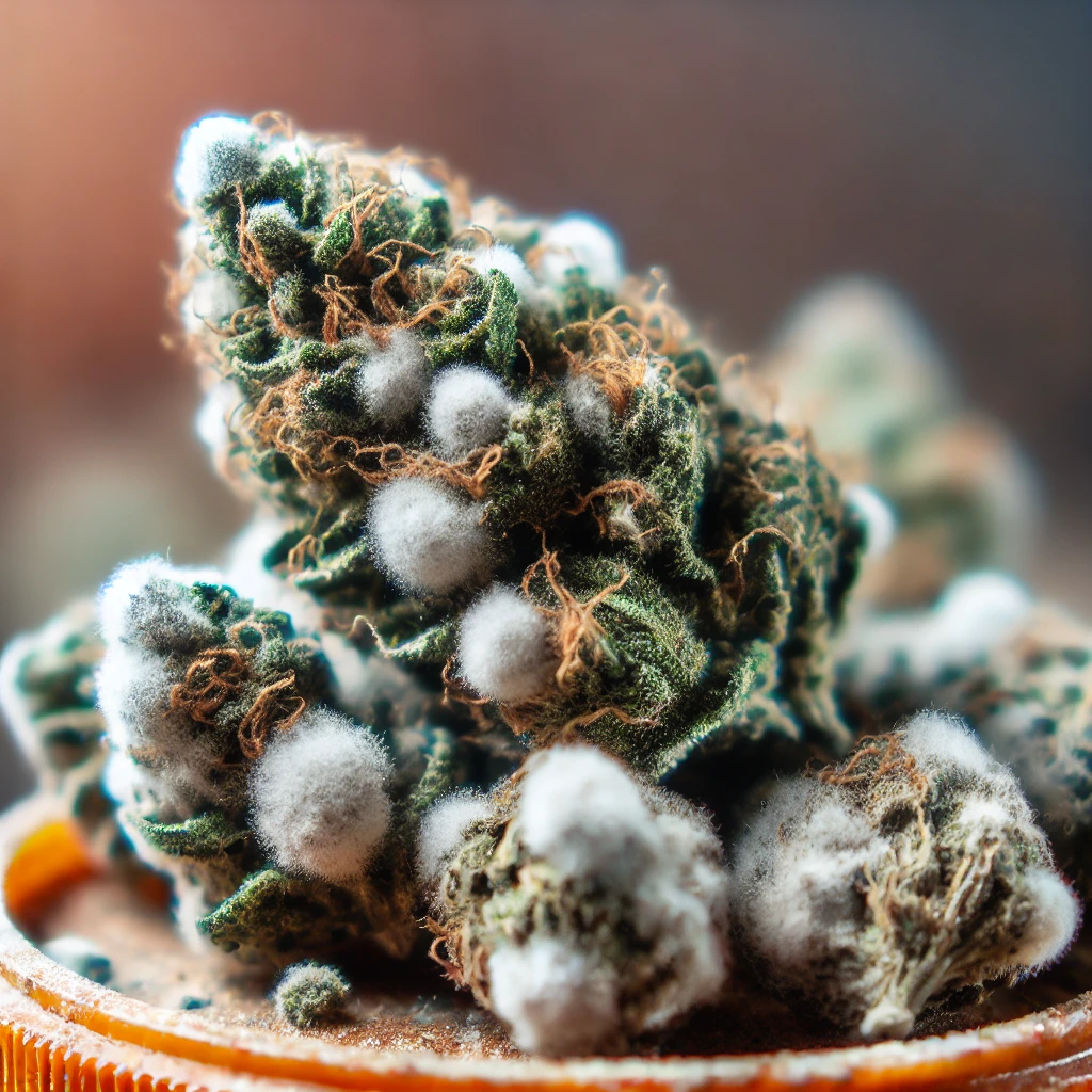 A comparison image showing old, dry cannabis buds versus fresh, sticky weed placed side by side on a wooden tray, emphasizing differences in color, texture, and quality.