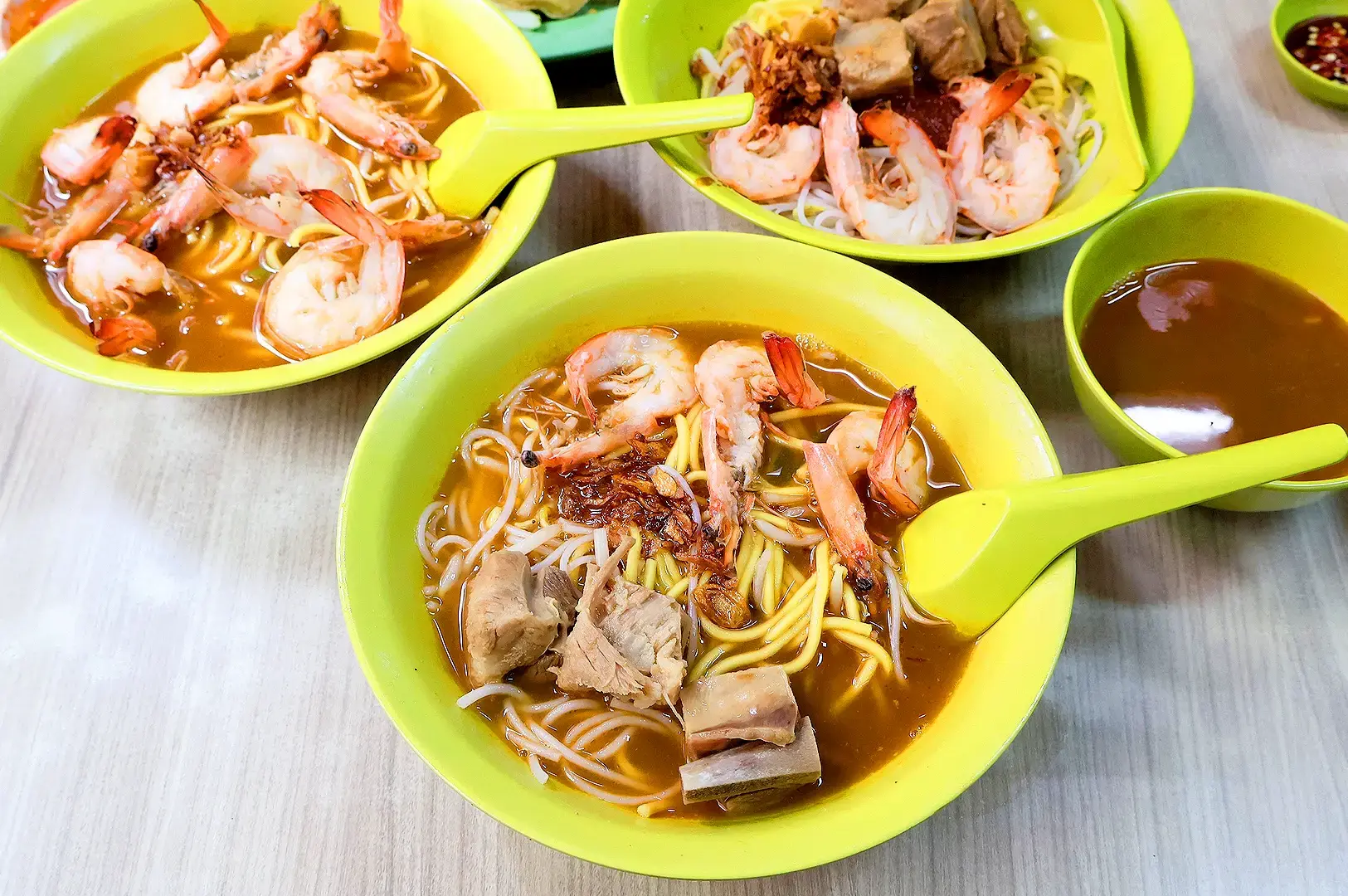 Blanco Court Prawn Mee Singapore bowls of prawn noodles with pork and rich heritage broth