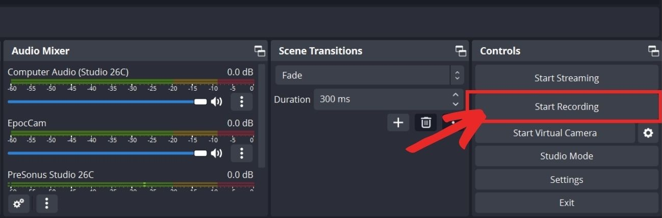 Start recording button