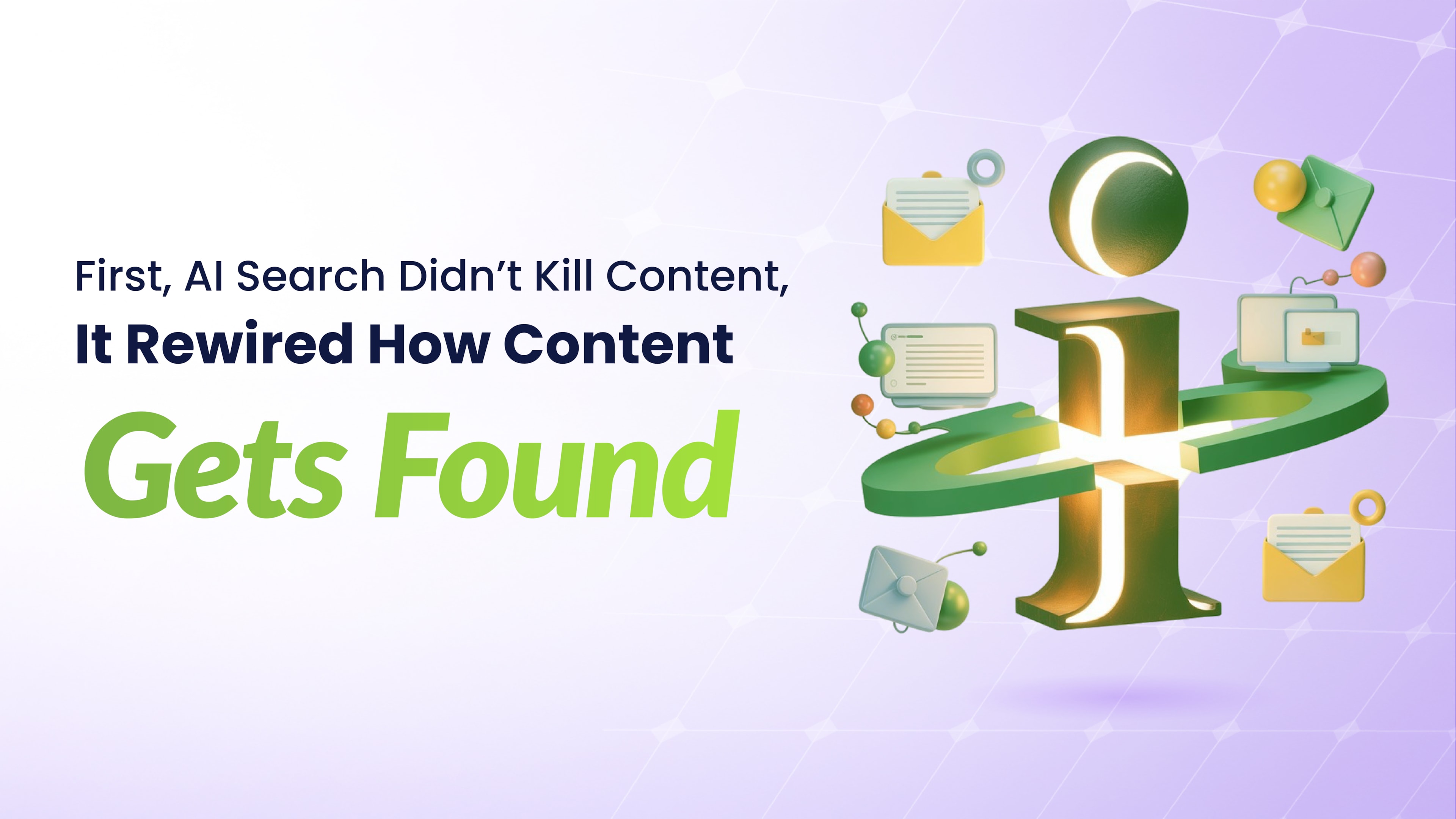 A graphic displaying maze of different content pieces that's been cut through, leading the user right to the best option or anaswer.