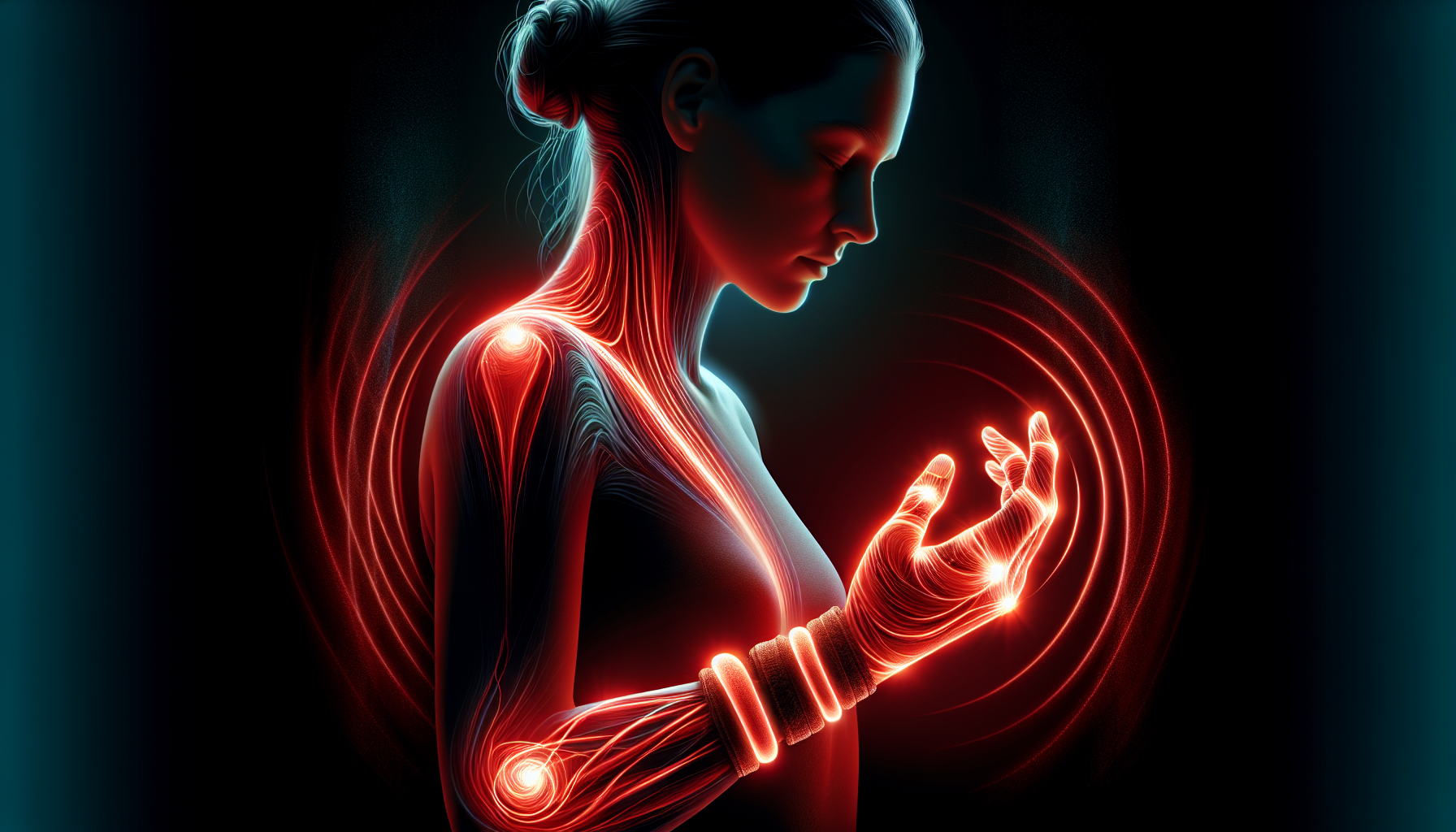 Illustration of pain relief with red light therapy