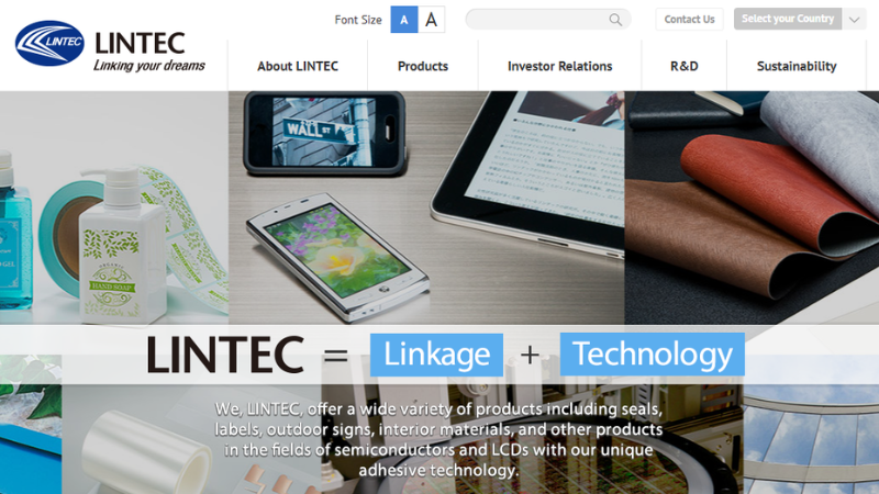 LINTEC Corporation website homepage