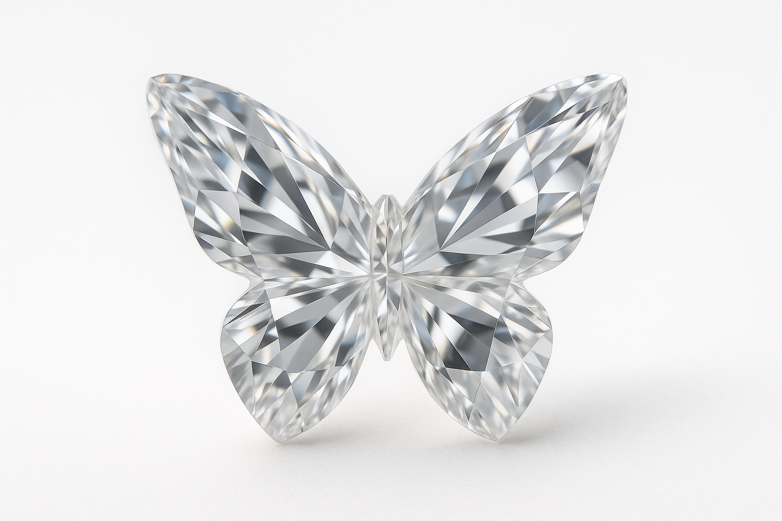 Drugelio formos deimanto makro nuotrauka ant balto fono – subtilūs sparnai.