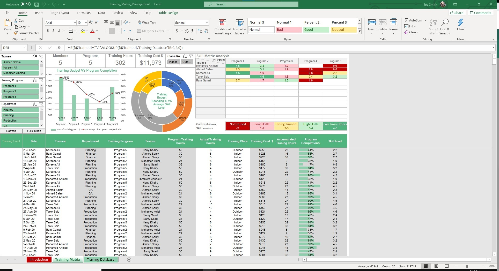 Learn The Basics How To Create A Training Tracker In Excel 