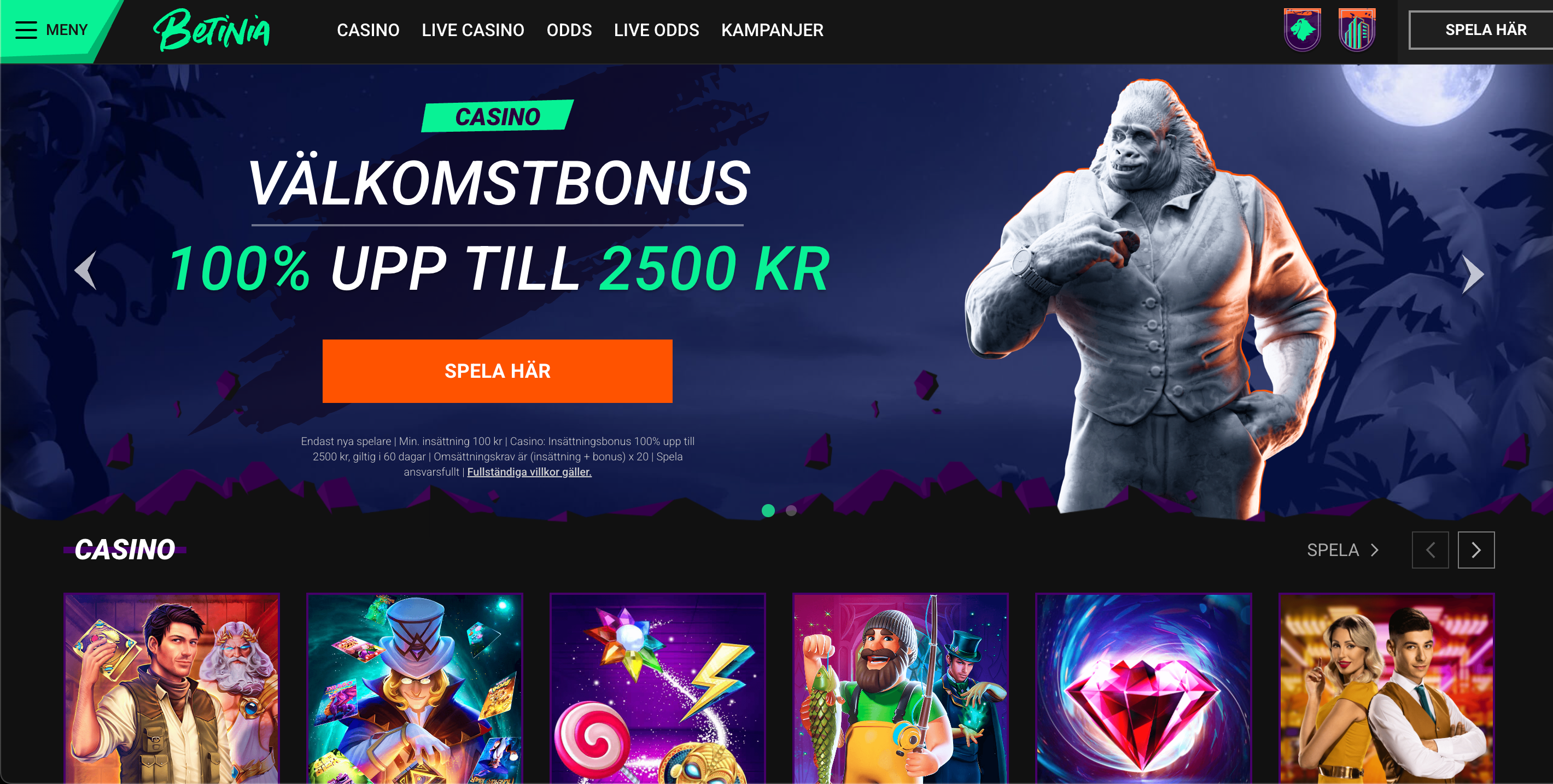 Betinia casino recension med svensk licens