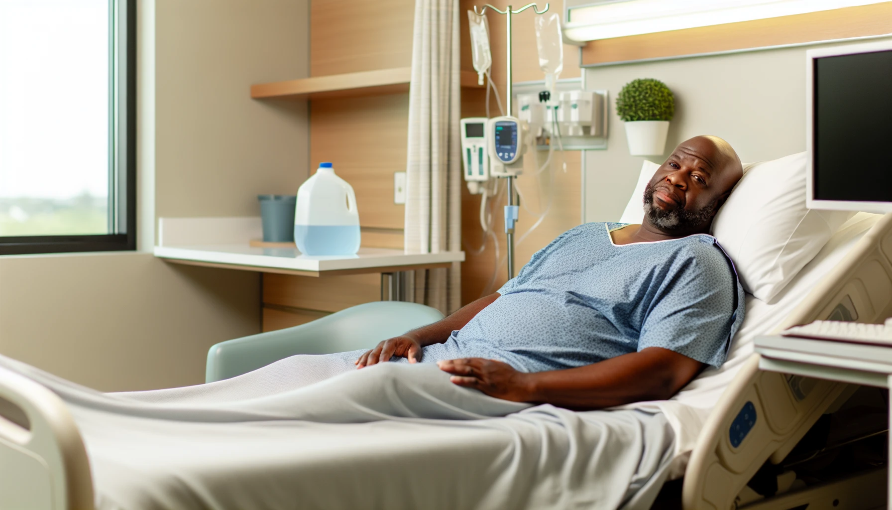A person resting and recovering after a colonoscopy
