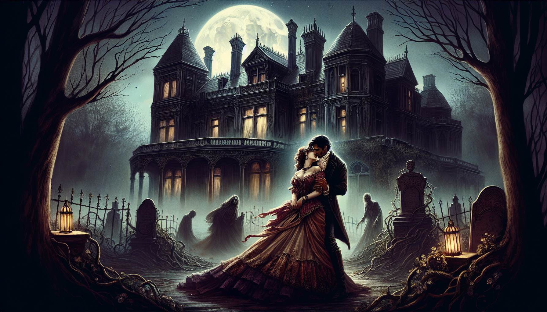 Illustration of gothic horror setting from Anne Rice's novels