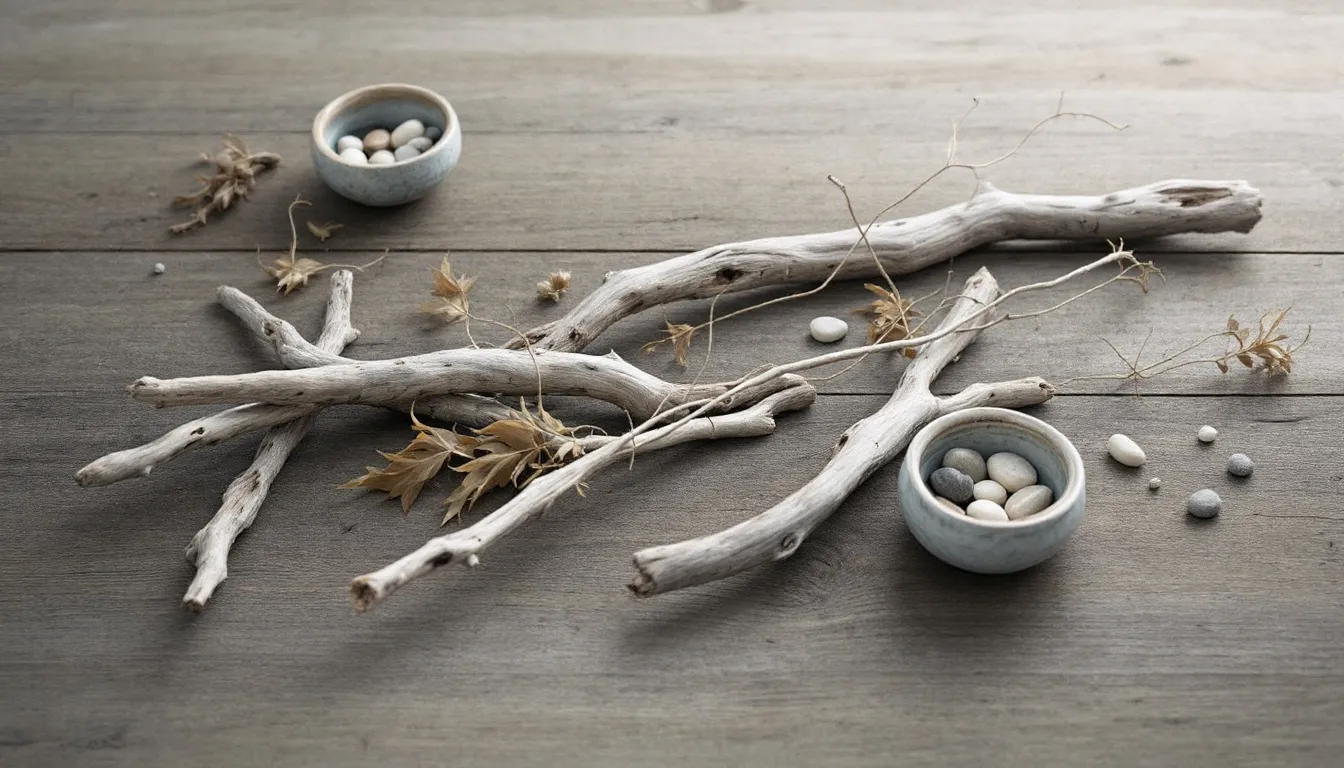 Nature-inspired wabi sabi artwork displayed in an artistic setting.