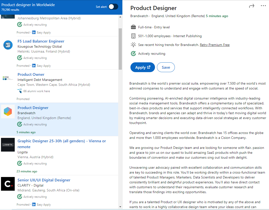 You can rope in the kind of product designer your business needs with a job post on social platforms. From a product manager to industrial designer, a brand identity designer, and more.