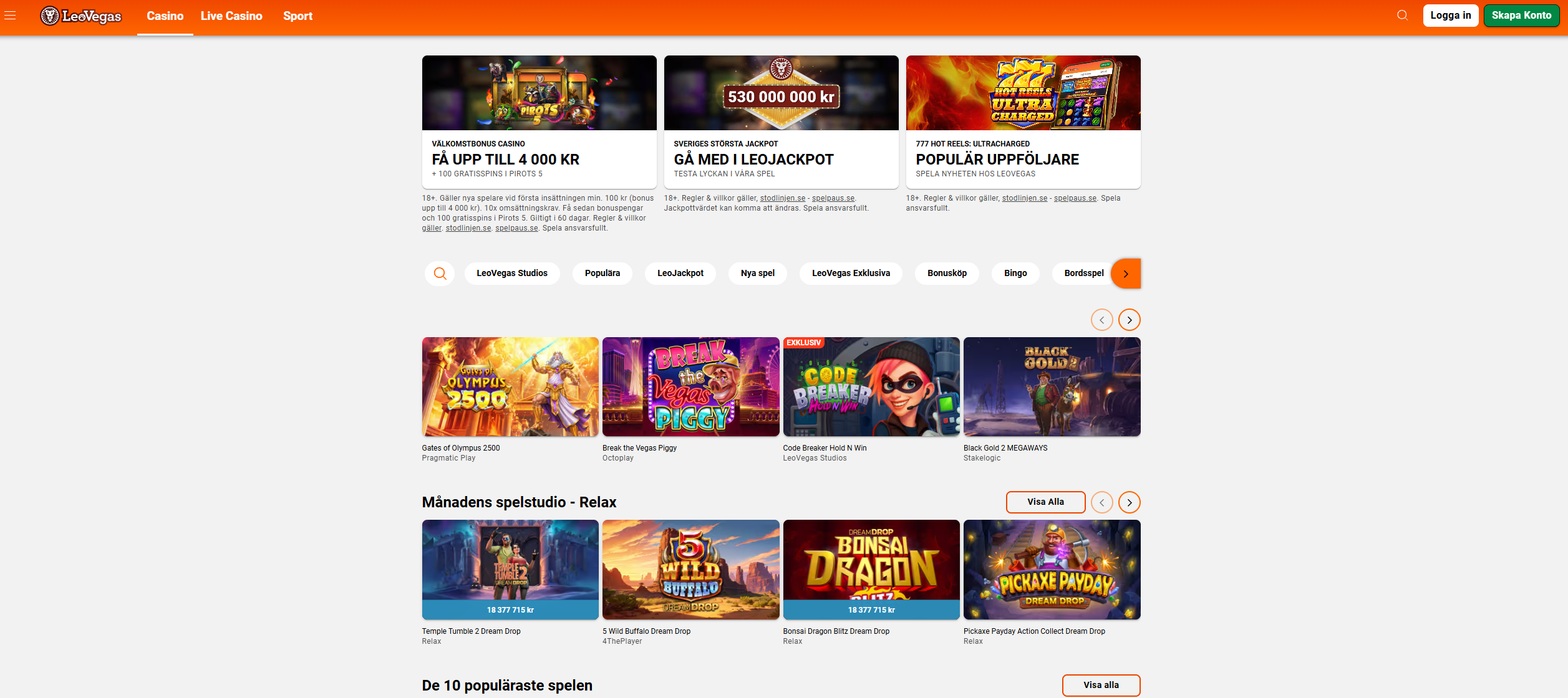 3 700 LeoVegas spel