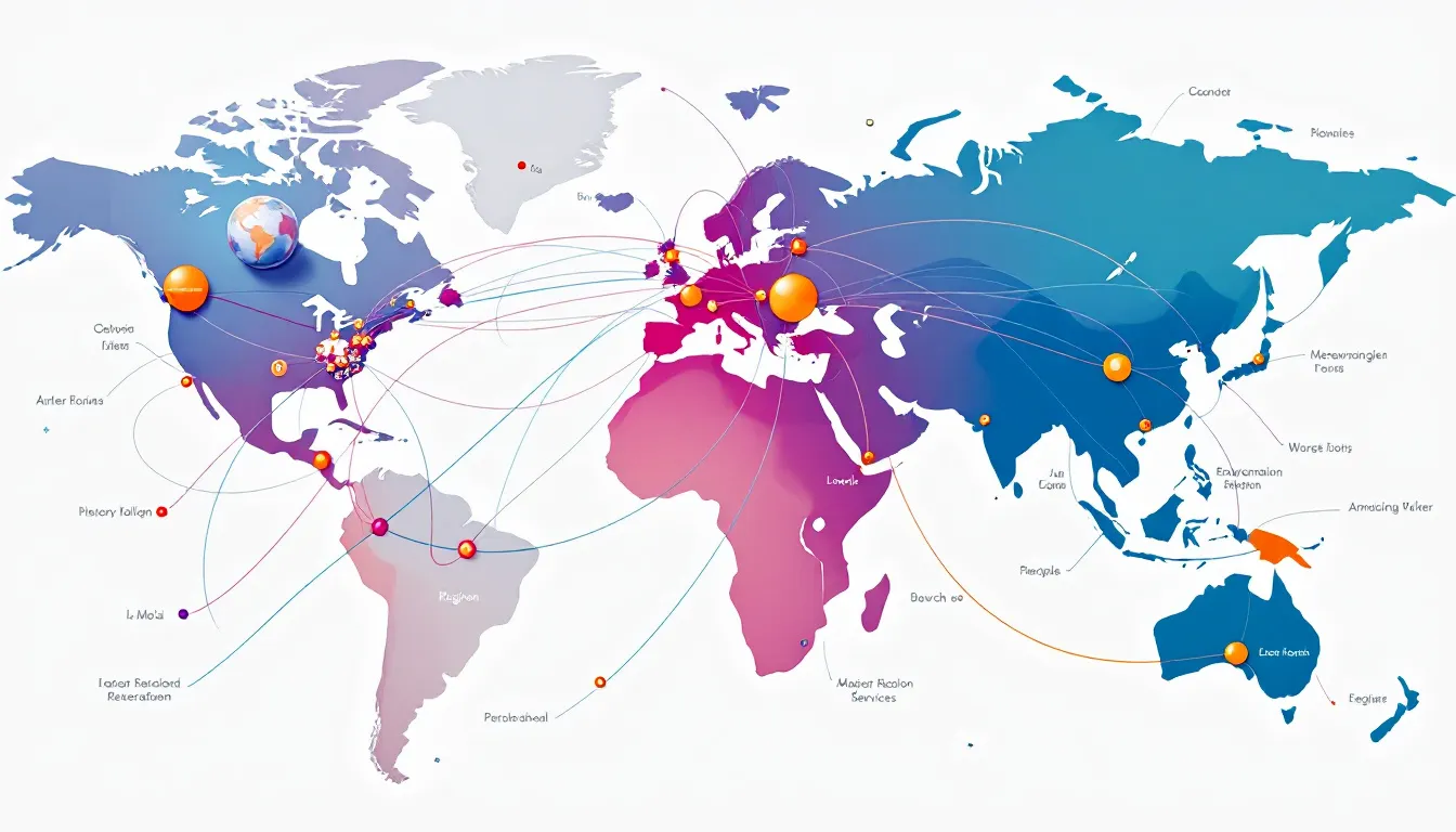A global map illustrating corporate relocation networks.