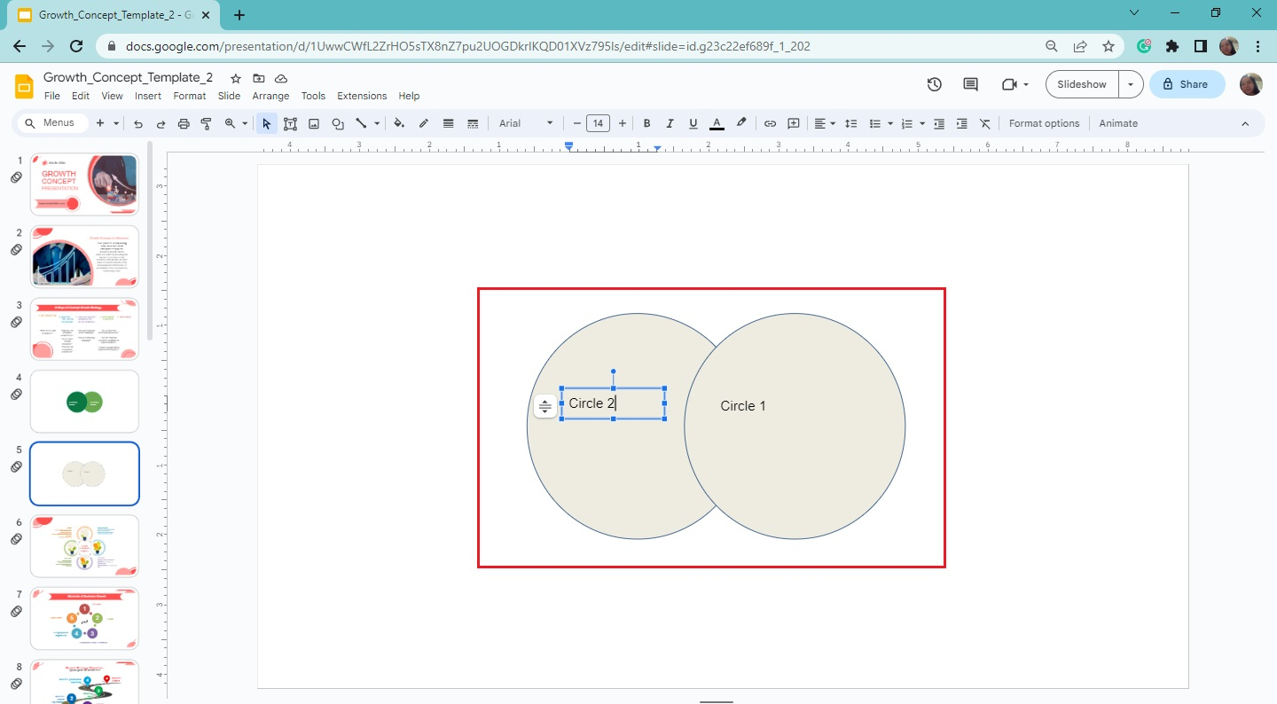 you now have created a Venn Diagram on your Google Slides