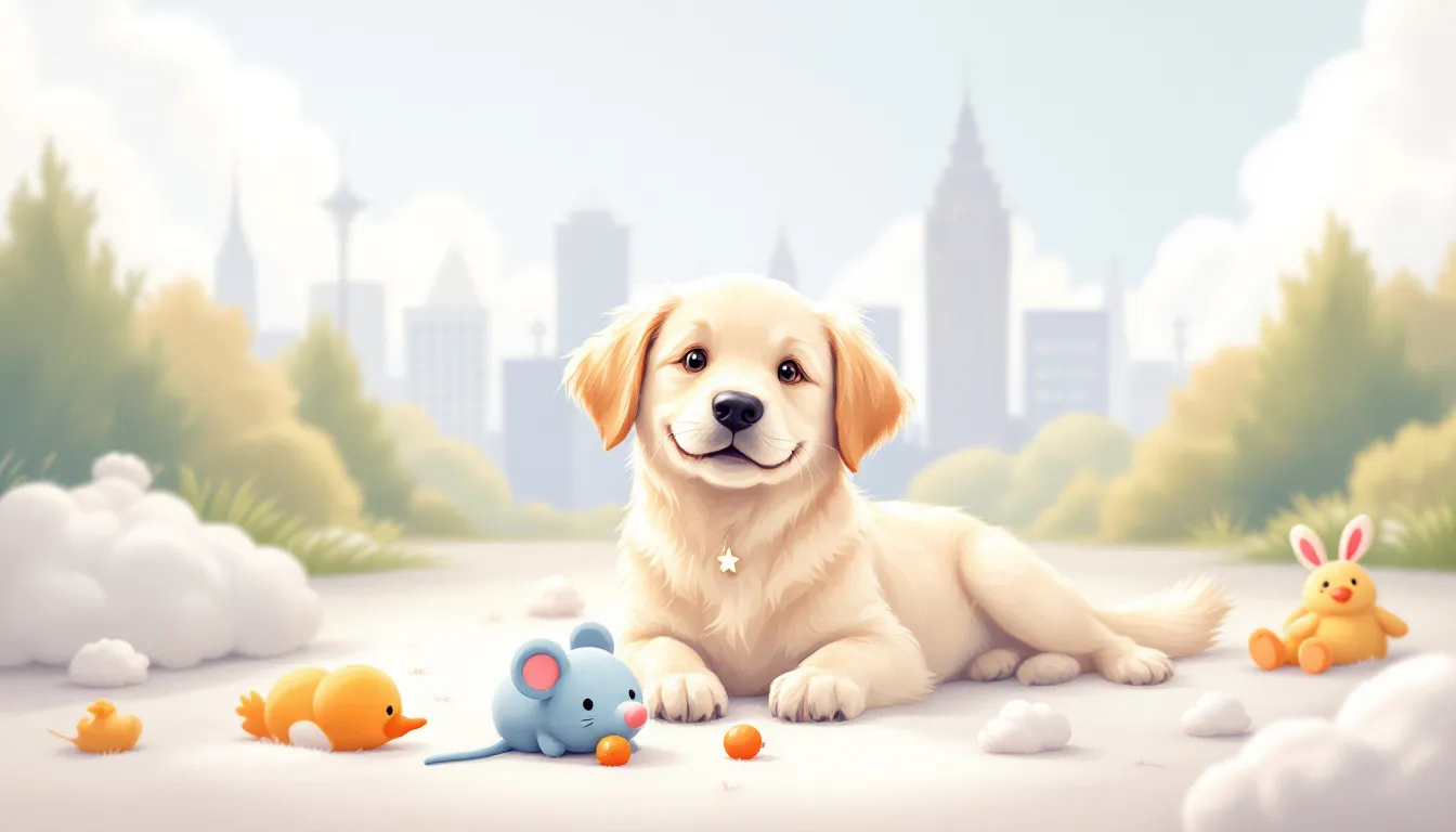 A dog playing with interactive toys to reduce anxiety.
