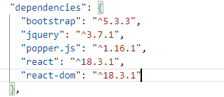 An example of Bootstrap dependencies in a React app.