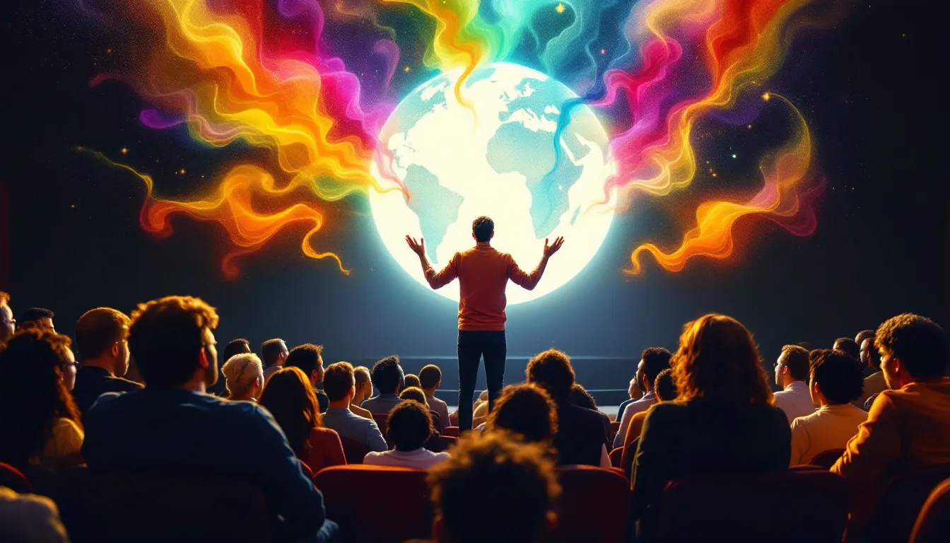 A creative depiction of storytelling in communication, engaging the audience effectively.