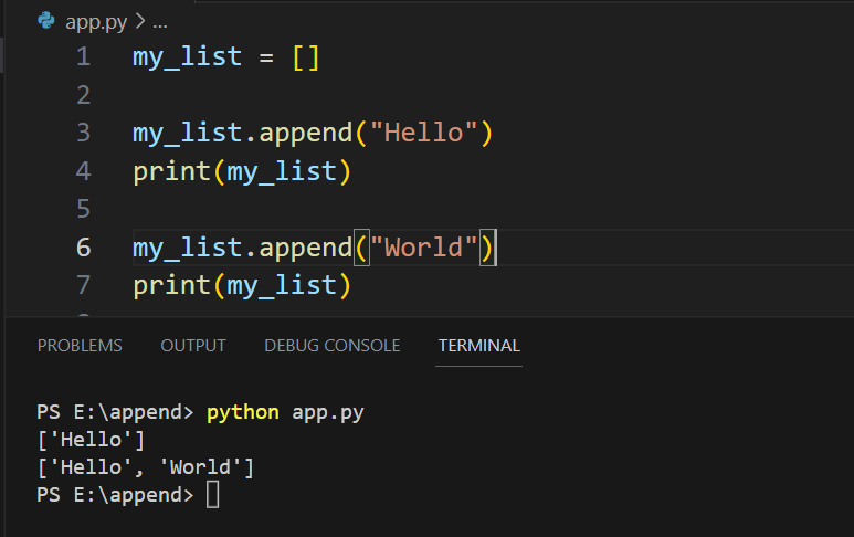 How to append element in the list using Append(), insert() and