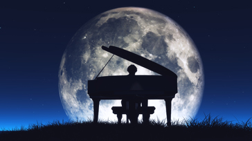 A person playing the piano with a solo piano in the background