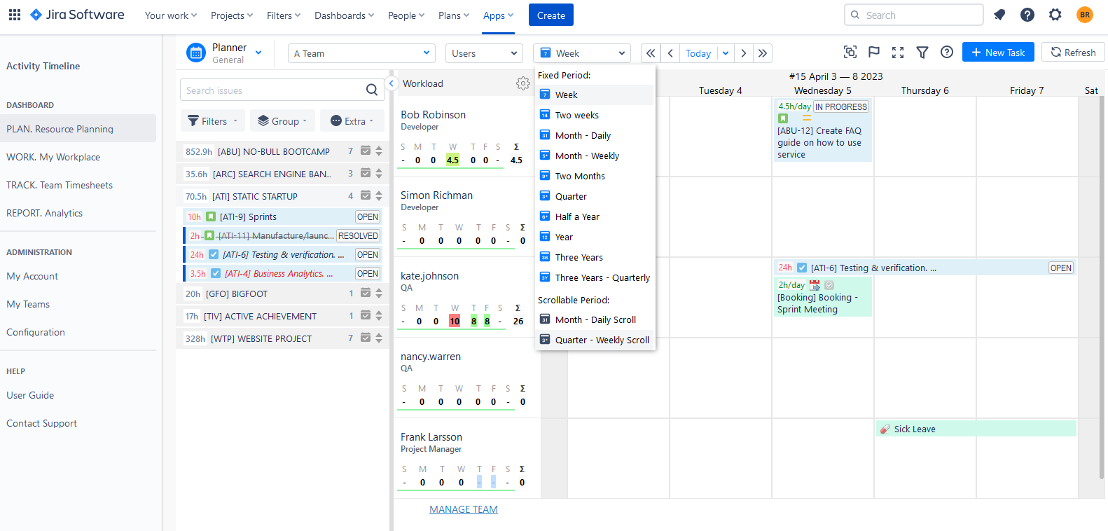 ActivityTimeline - Jira resource planning and tracking