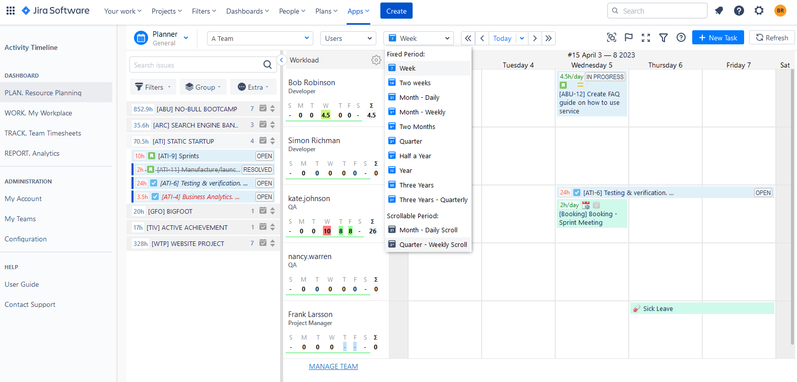 ActivityTimeline - Jira resource management plugin