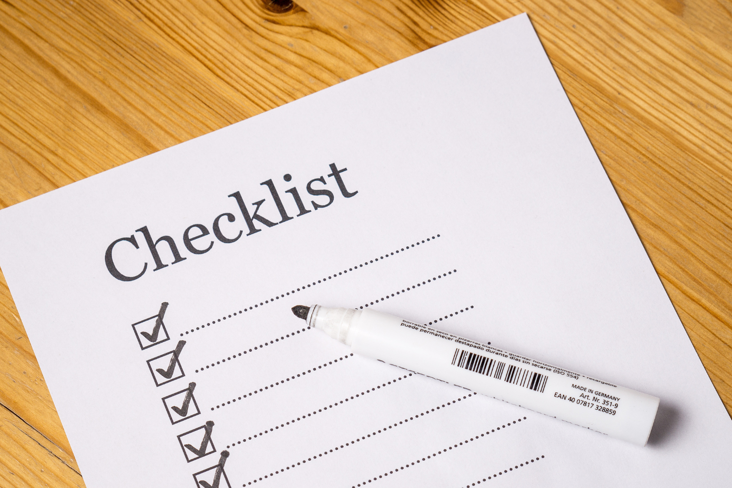 A blank checklist.