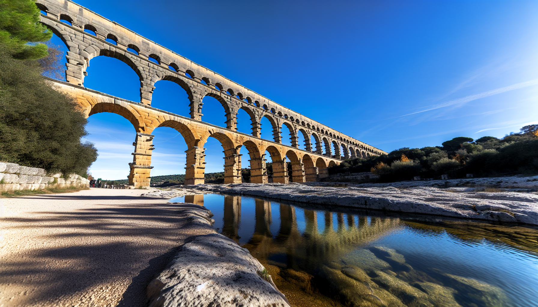 Photo of the Pont du Gard aqueduct in Southern France