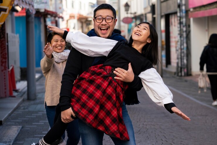 Family playing around 